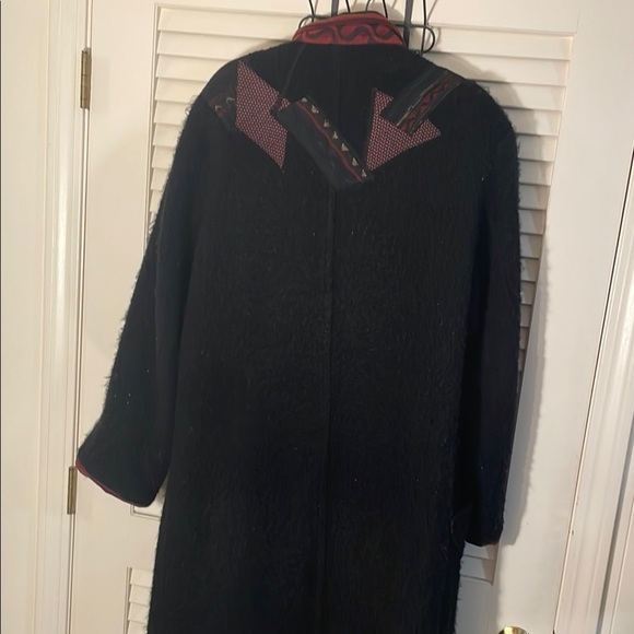 OOAK Canvasbacks Patchwork Wool Black/Red Teddy Hidden Buttons Vtg Coat - Picture 13 of 16
